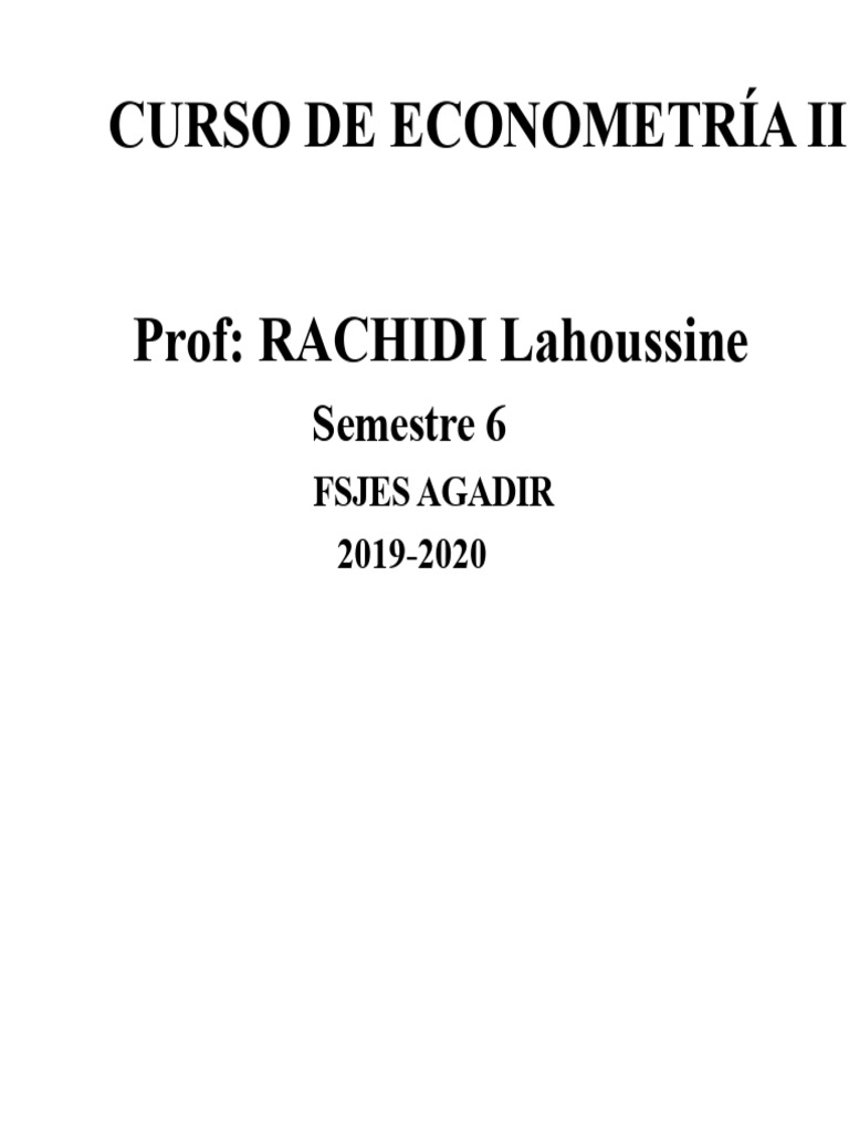 S6-Econometría RACHIDI 2020 | PDF | Mínimos cuadrados ordinarios ...