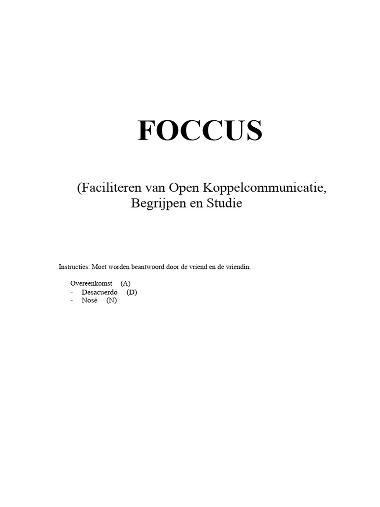 FOCCUS Test | PDF