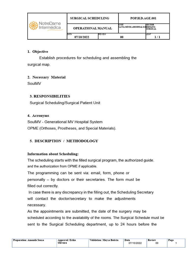 POP.H.D.AGD.001-Surgical Scheduling | PDF | Surgery | Medical Procedures