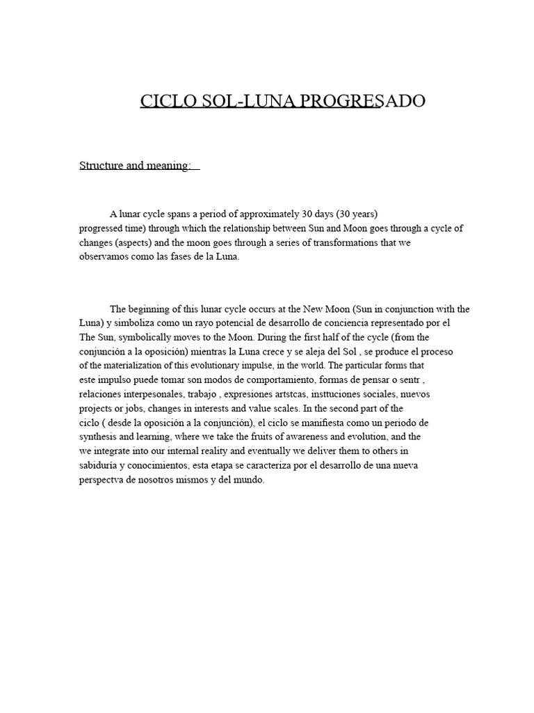 Progressed Sun Moon Cycle | PDF | Moon | Astronomy