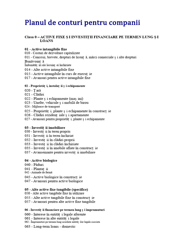 Planul de Conturi Pentru Companii PDF | PDF