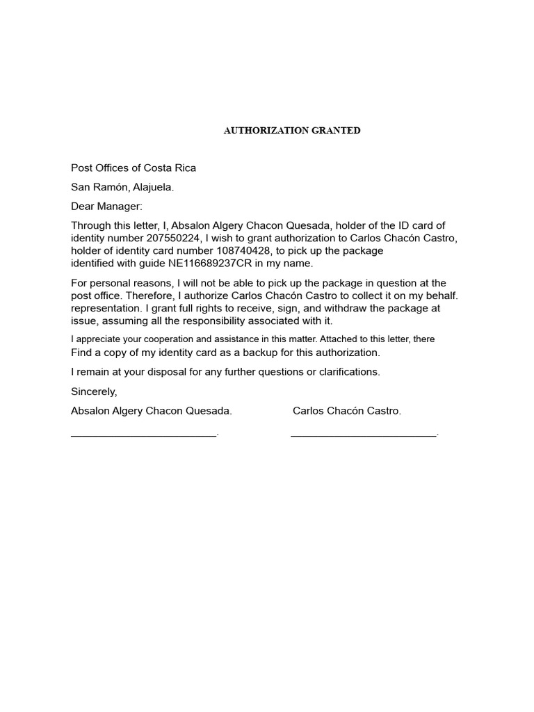 Letter Costa Rica Post | PDF