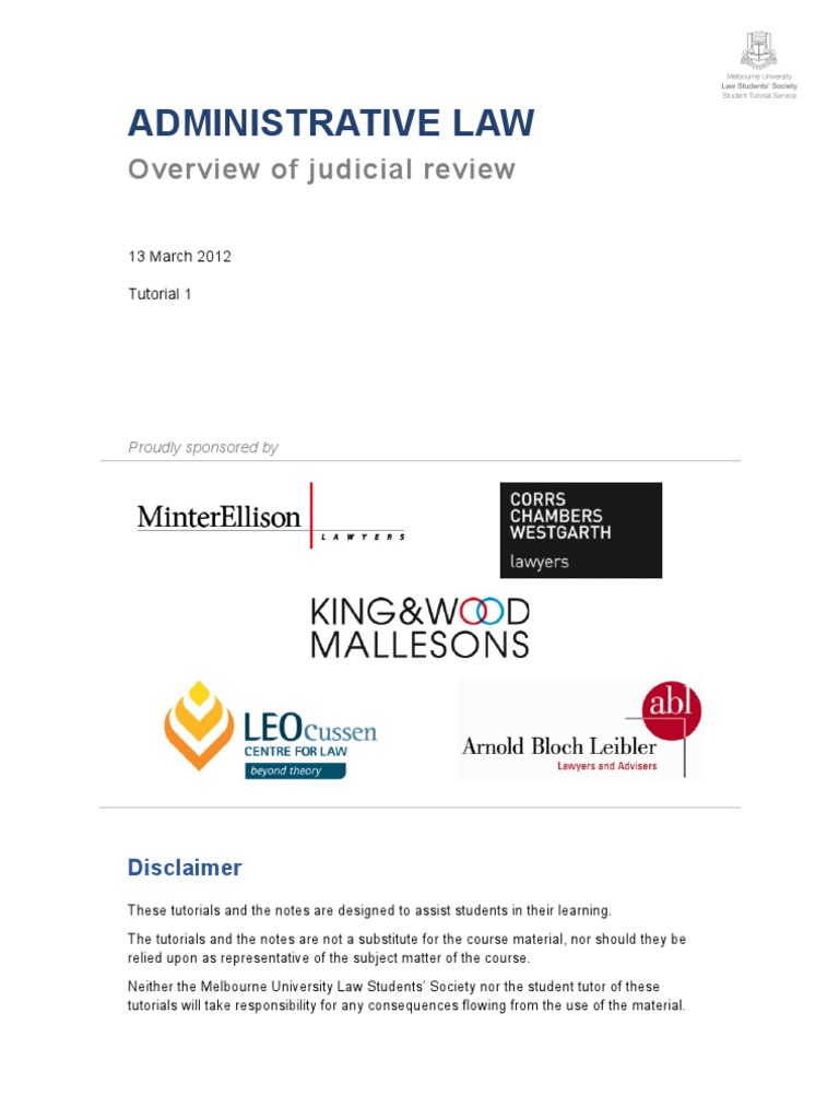 Administrative Law Overview of Judicial Review PDF Statutory
