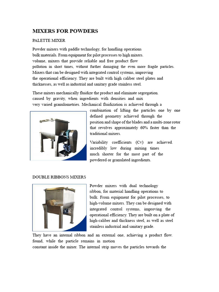 Mixers For Powders | PDF | Viscosity | Physical Sciences