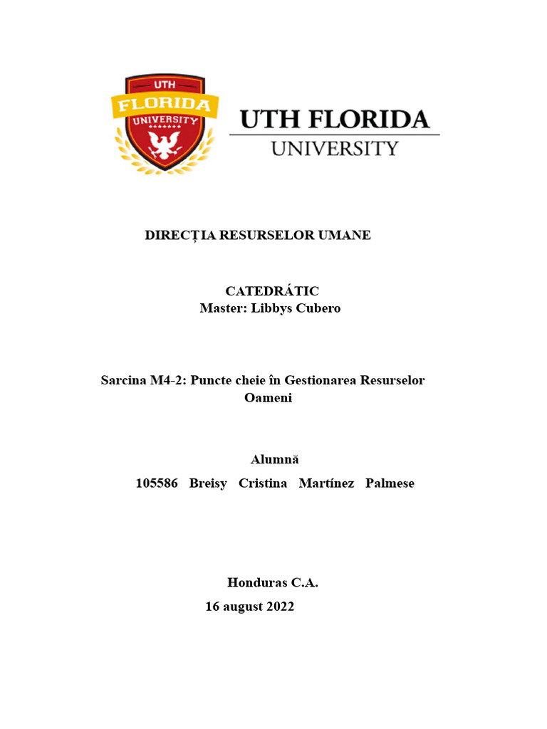 Sarcina M4-2 Puncte Cheie În Gestionarea Resurselor Umane | PDF