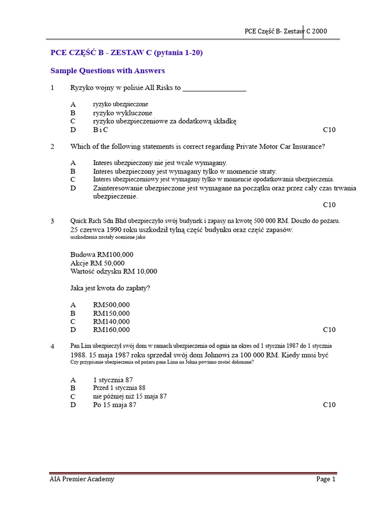 Pce Part B Set C | PDF