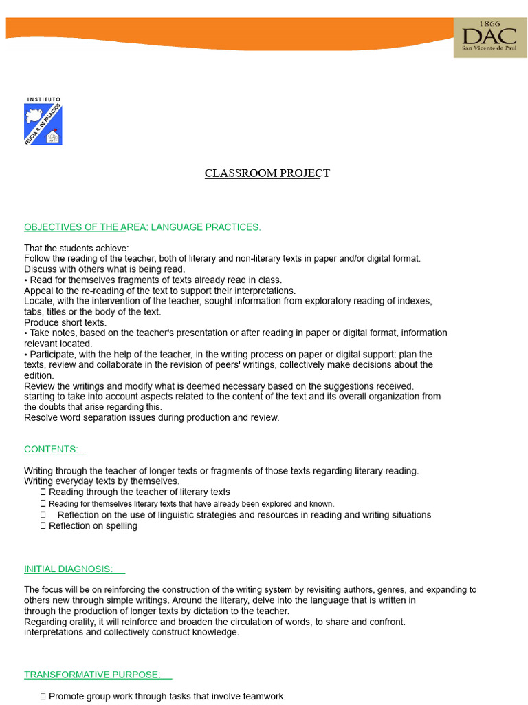 Classroom Project Sun 2ND Grade | PDF
