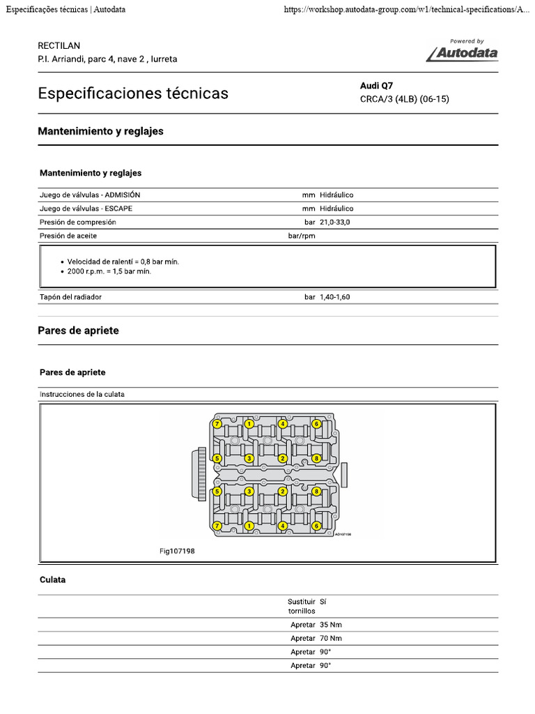 Especificações Técnicas da Autodata | PDF