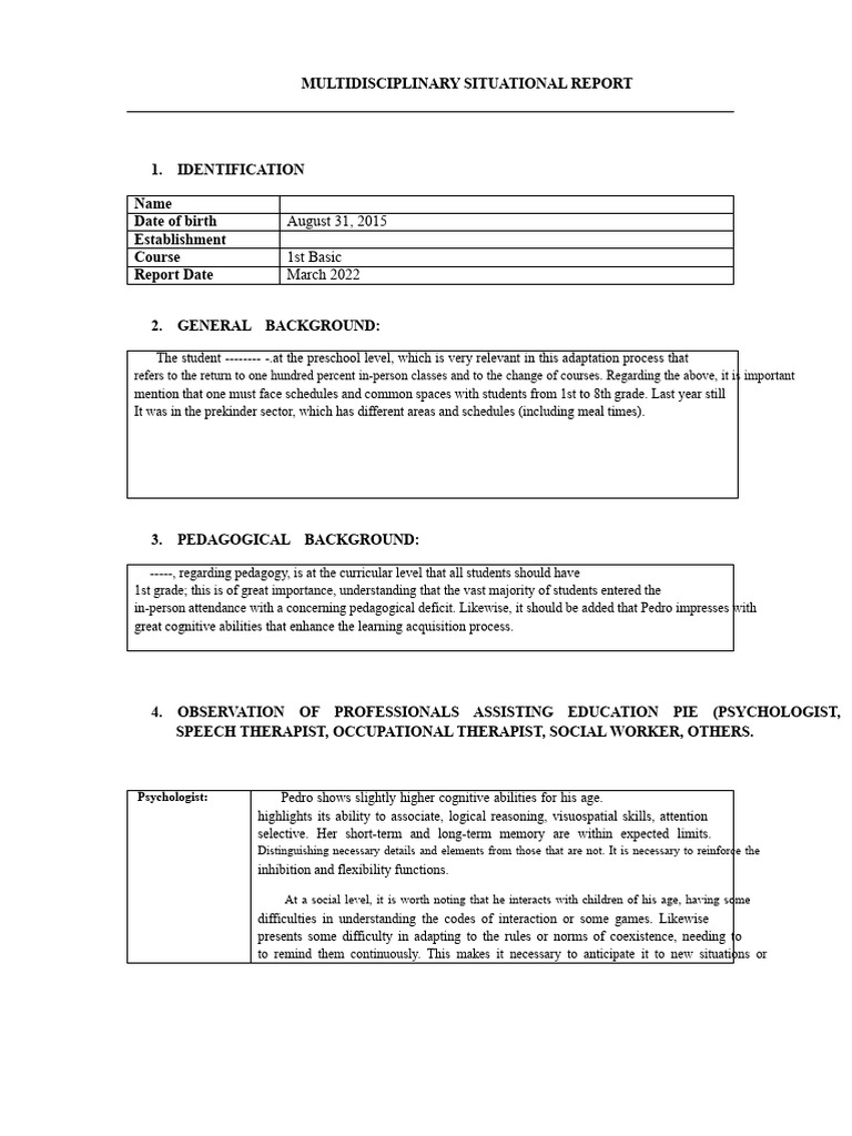 Multidisciplinary Student Progress Report | PDF | Pedagogy | Speech