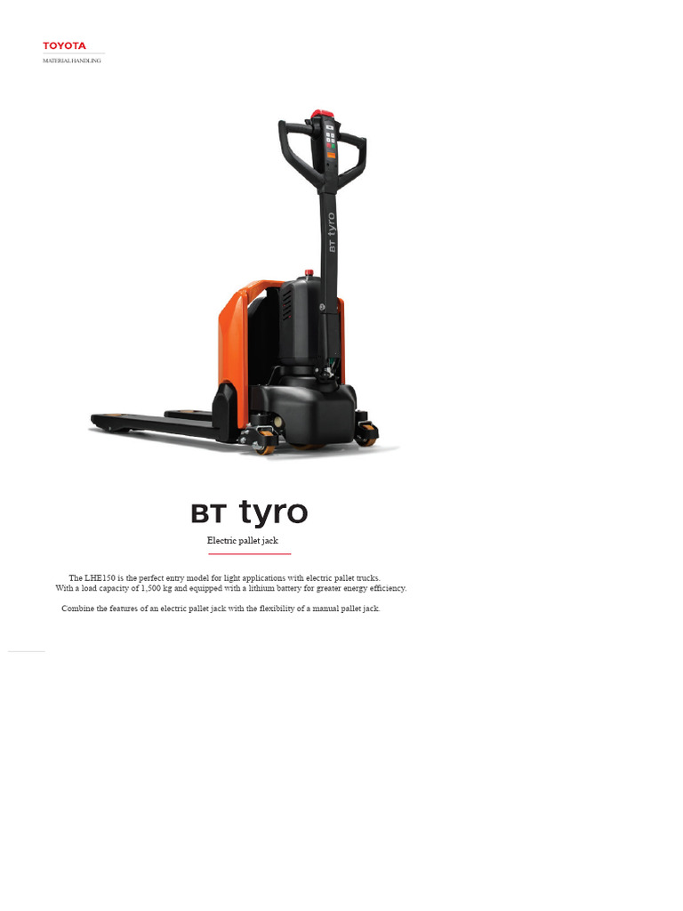 BT Tyro LHE150 Pallet Truck | PDF | Truck | Pallet