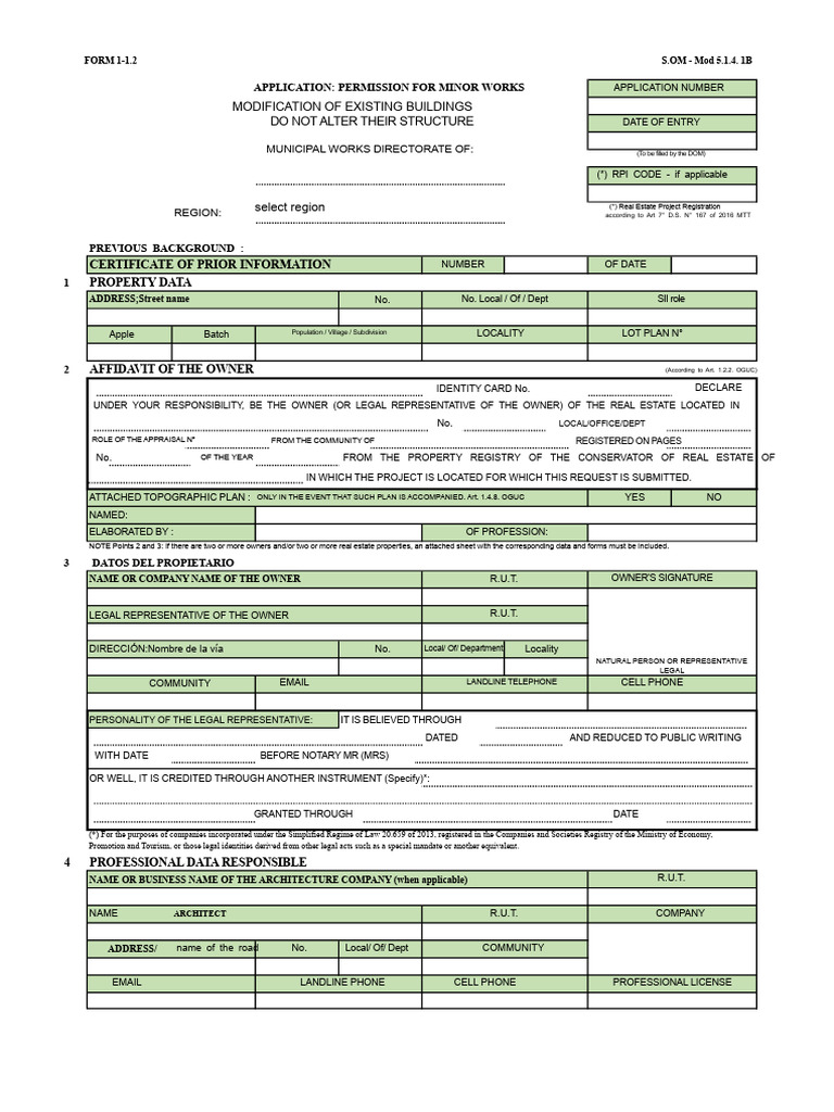 Minor Works Application Form 1-1.2 | PDF | Telephone