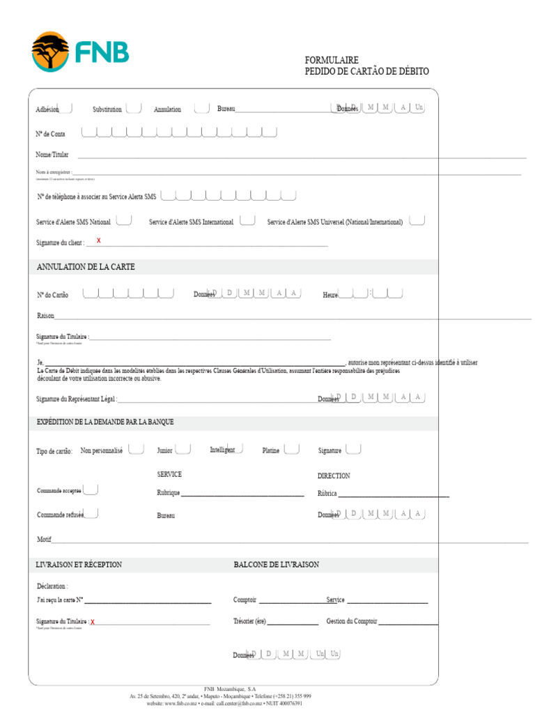 Formulaire de demande de carte de débit | PDF | Banques | Visa Inc.