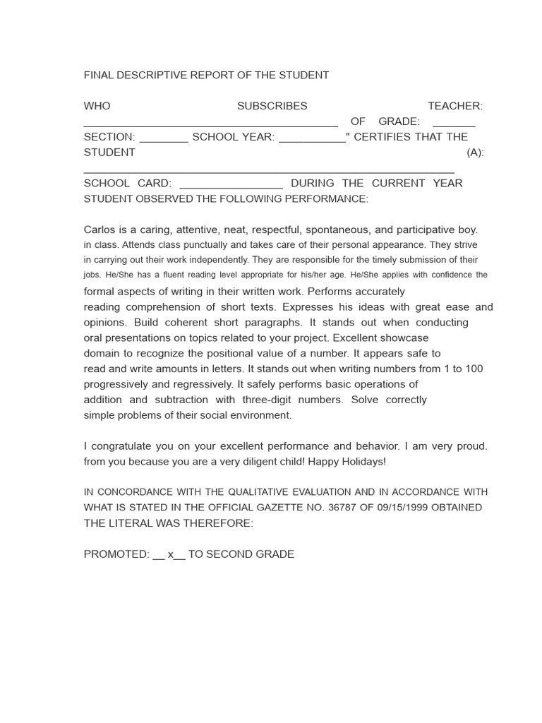Final Descriptive Report of The Student | PDF