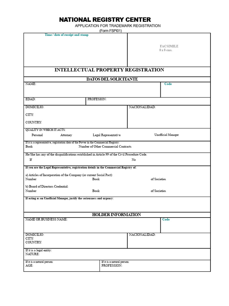 Trademark Registration Application Form | PDF | Trademark