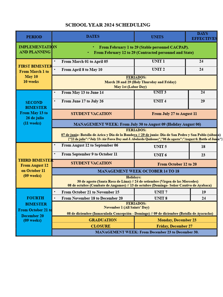 2024 School Year Scheduling Guide | PDF | Observances