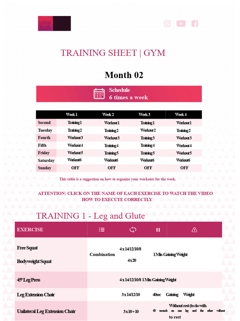 Training Month 2 PDF | PDF | Anatomical Terms Of Motion | Strength Training