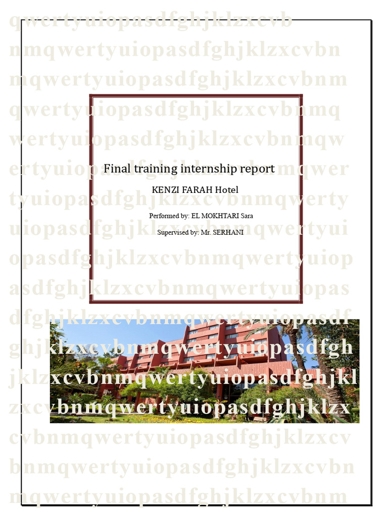 Kenzi Farah Hotel Internship Report | PDF | Invoice | Tourism