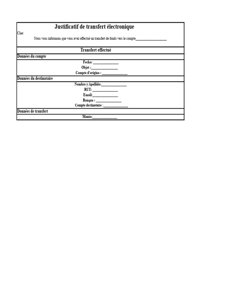 Justificatif de transfert de fonds | PDF