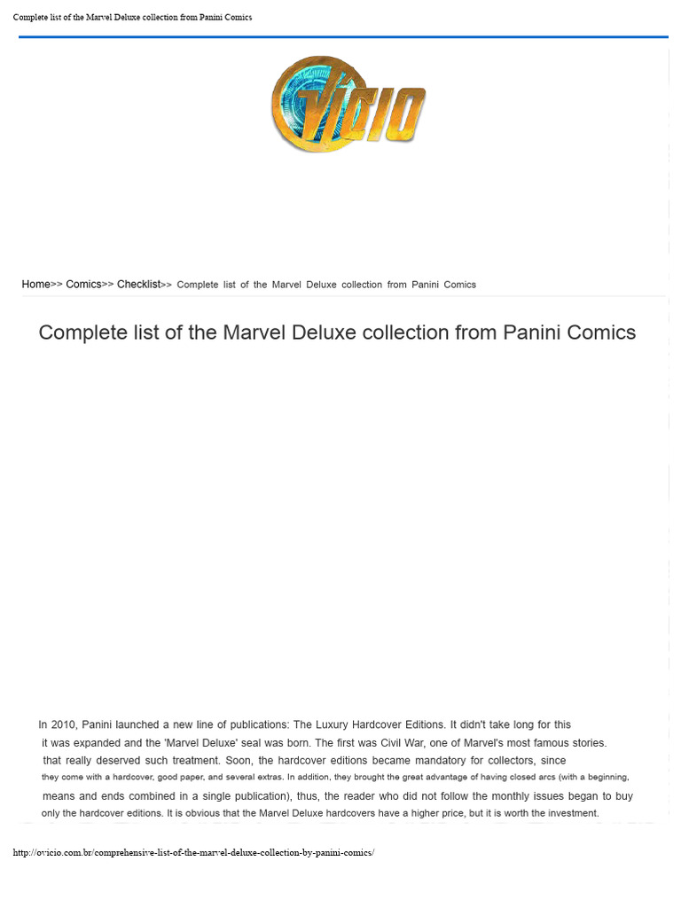 Marvel Deluxe Collection Checklist | PDF | Marvel Comics | Spider Man