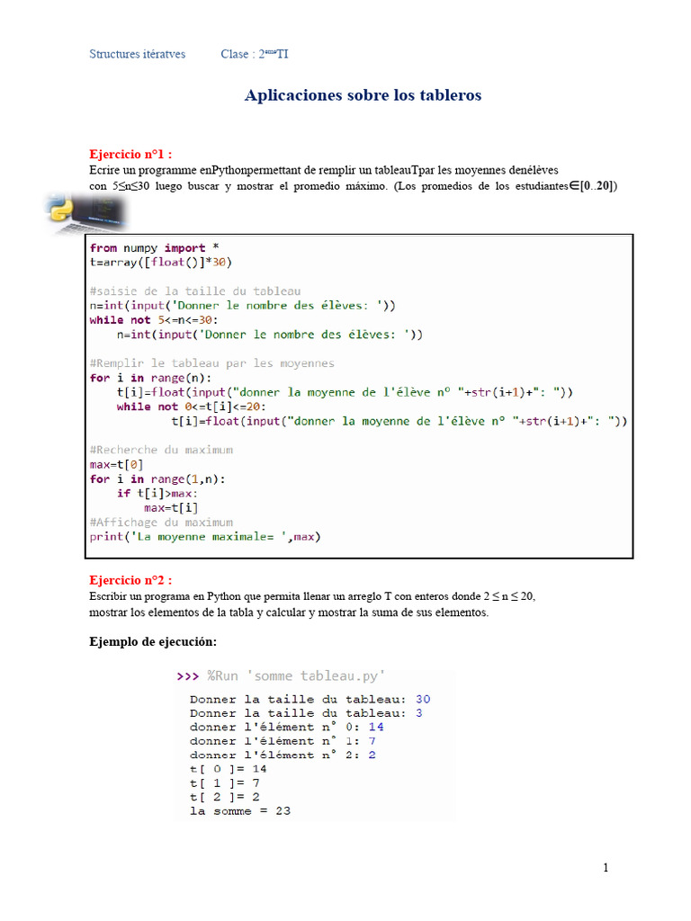 Ejercicios de Python con Arreglos | PDF