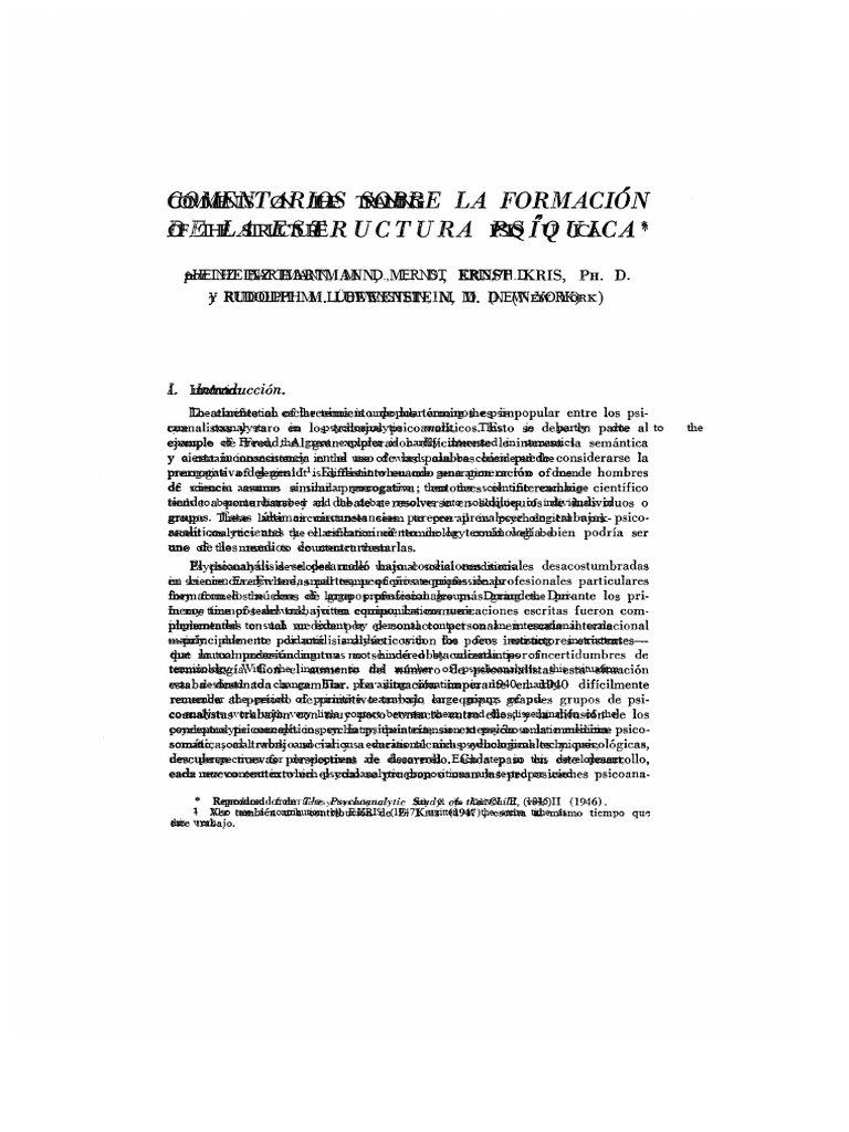 Hartmann, H., Kris, E. & Loewenstein (1951) Comments On The Formation ...