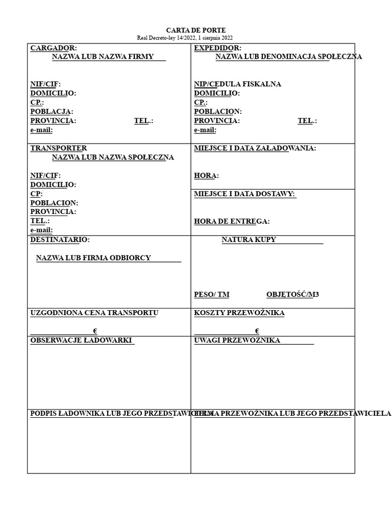 Model-Transport Letter-In-Form | PDF