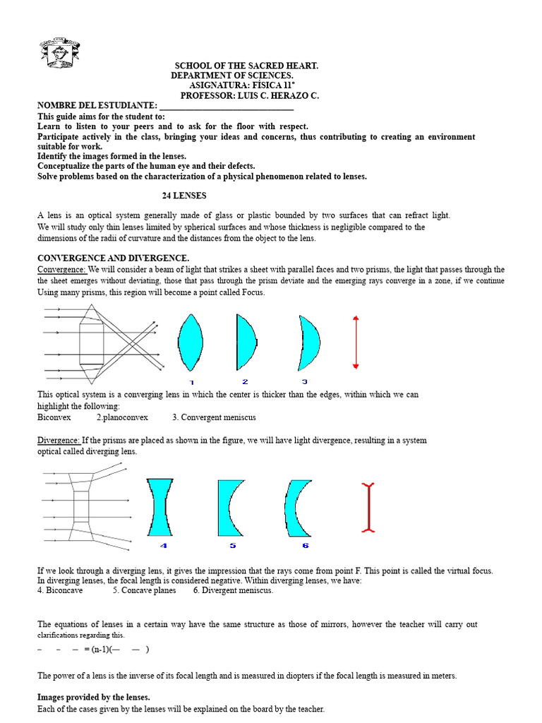 Physics-11th Grade-3-1-Lenses | PDF | Eye | Light