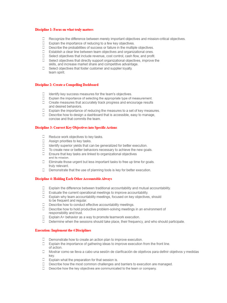 4 Disciplines for Effective Team Execution | PDF | Disciplines | Team ...