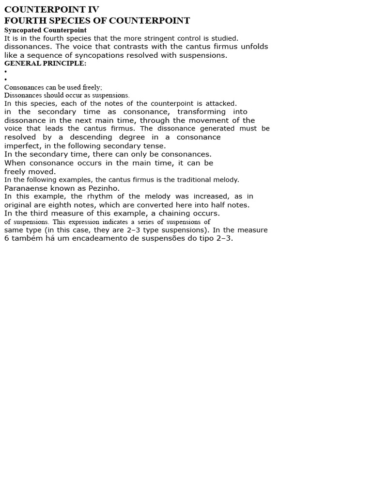 Fourth Species Syncopated Counterpoint | PDF | Musical Forms | Musical ...