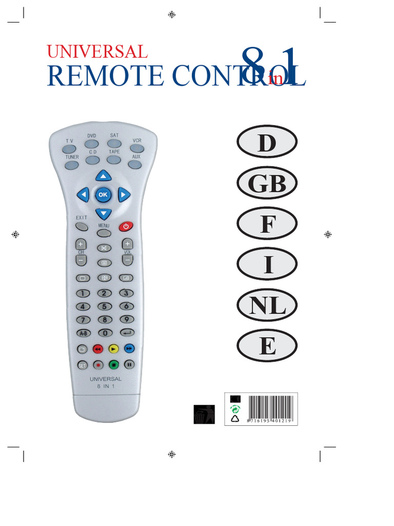 8-in-1 Universal Remote Control Manual | PDF | Remote Control