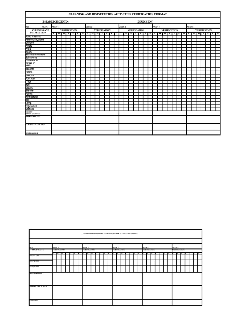 Cleaning and Disinfection Verification Form | PDF