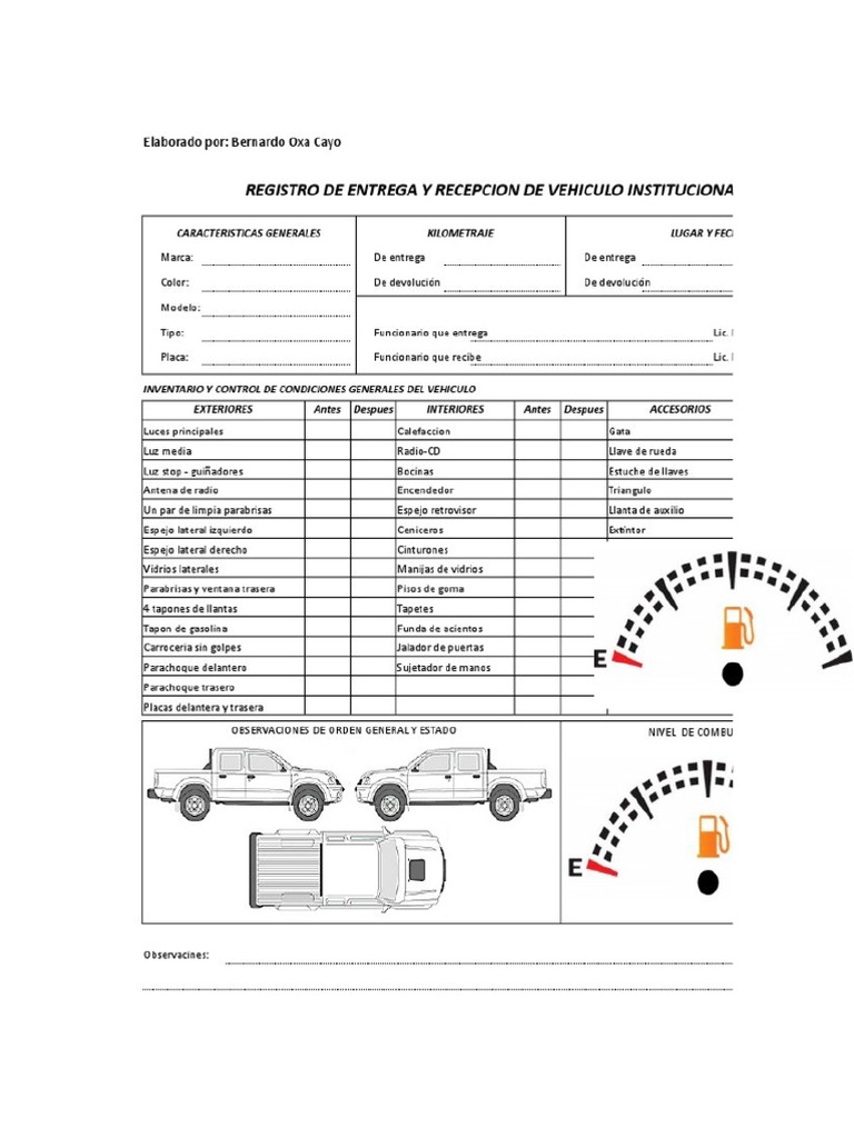 Car Checklist | PDF | Land Vehicles | Motor Vehicle