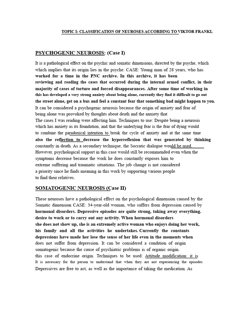 Understanding Neurotic Disorders: Frankl's Cases | PDF | Neurosis ...