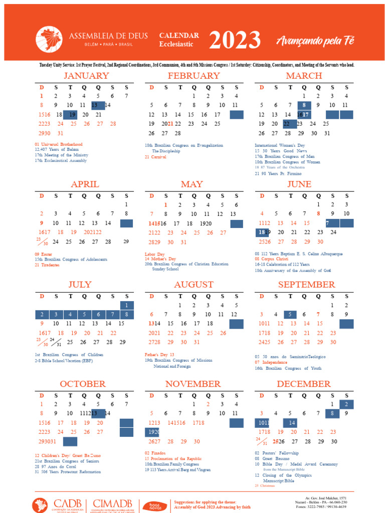 Ecclesiastical Calendar 2023 Events | PDF | Christian Denominational ...