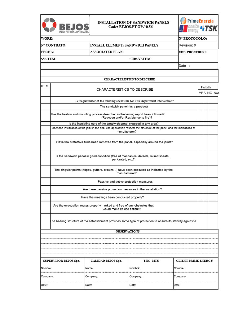 Sandwich Panel Installation Checklist | PDF | Building Engineering ...