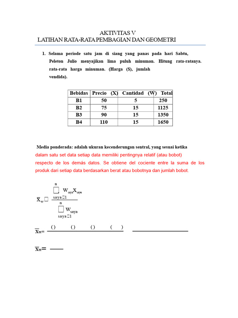 Aktivitas V, Rata-Rata Tertimbang | PDF