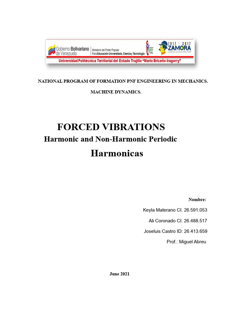 Forced Vibrations in Mechanical Systems | PDF | Resonance | Oscillation