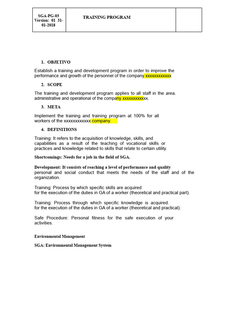 Comprehensive Training Program Overview | PDF | Knowledge | Business