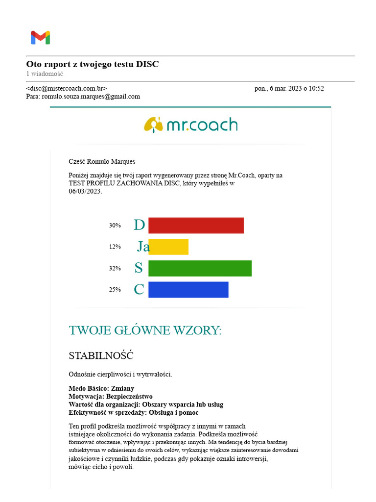 Raport Z Testu DISC PDF | PDF