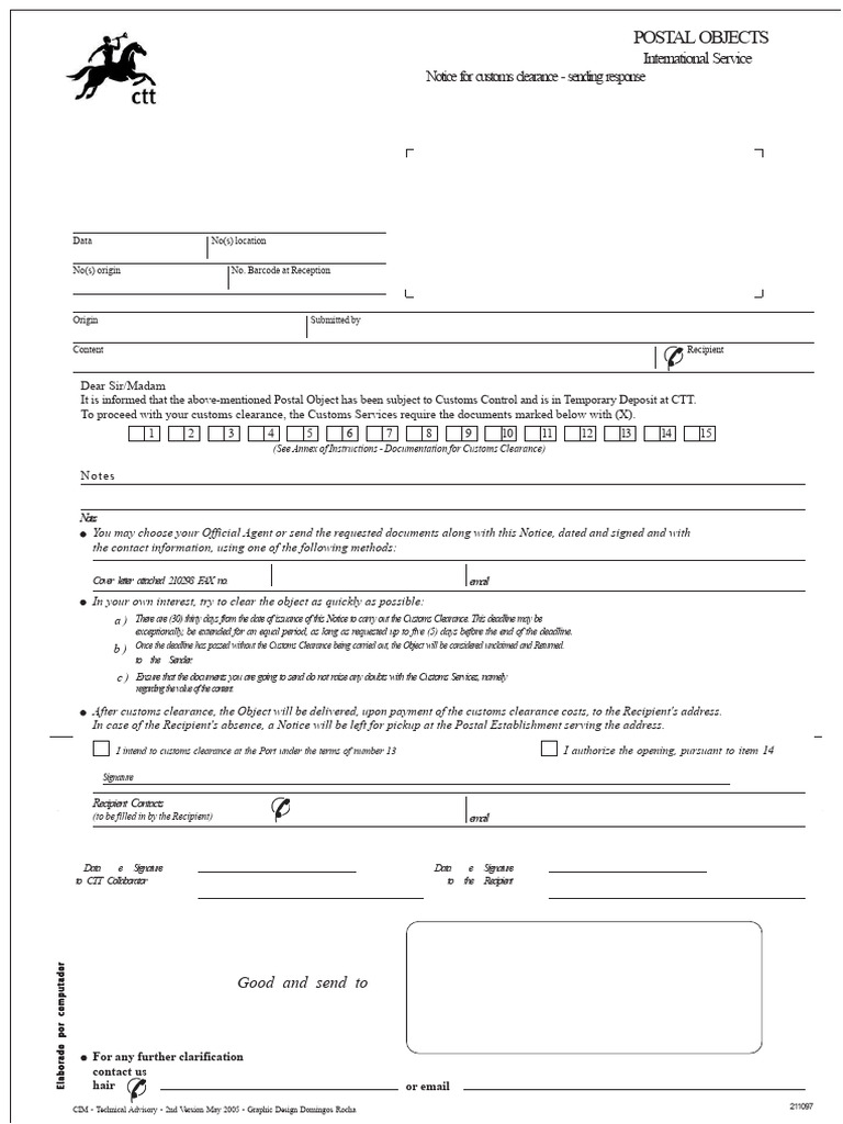 Customs Clearance Notice Instructions | PDF | Customs
