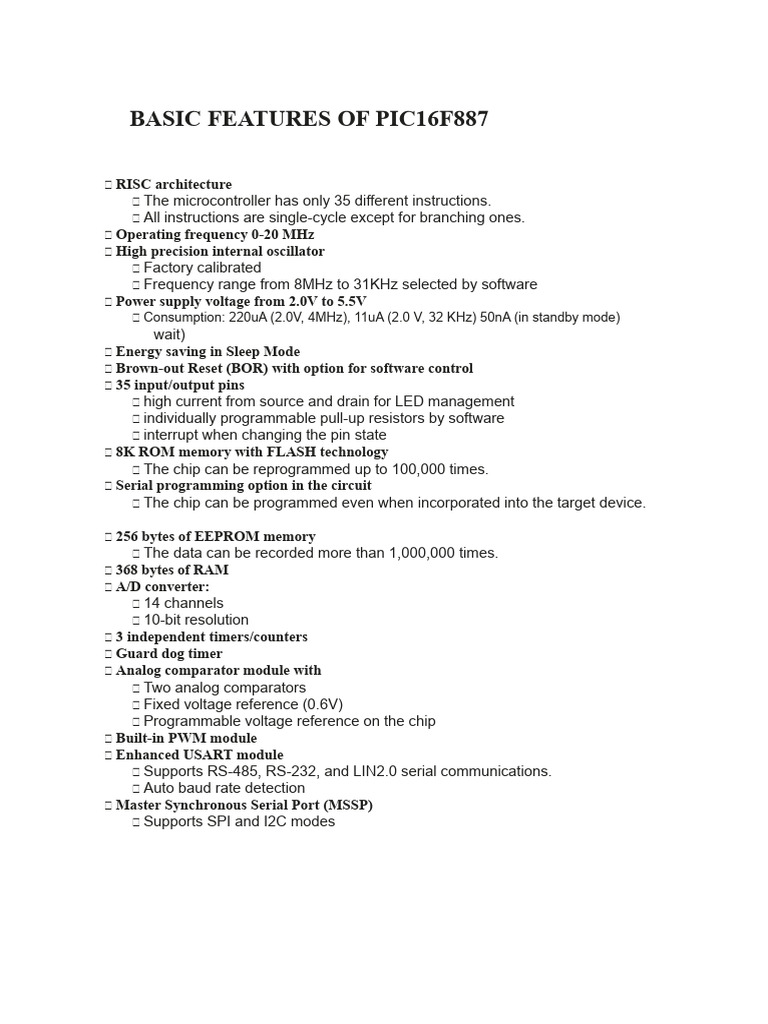 PIC16F887 | PDF | Read Only Memory | Microcontroller