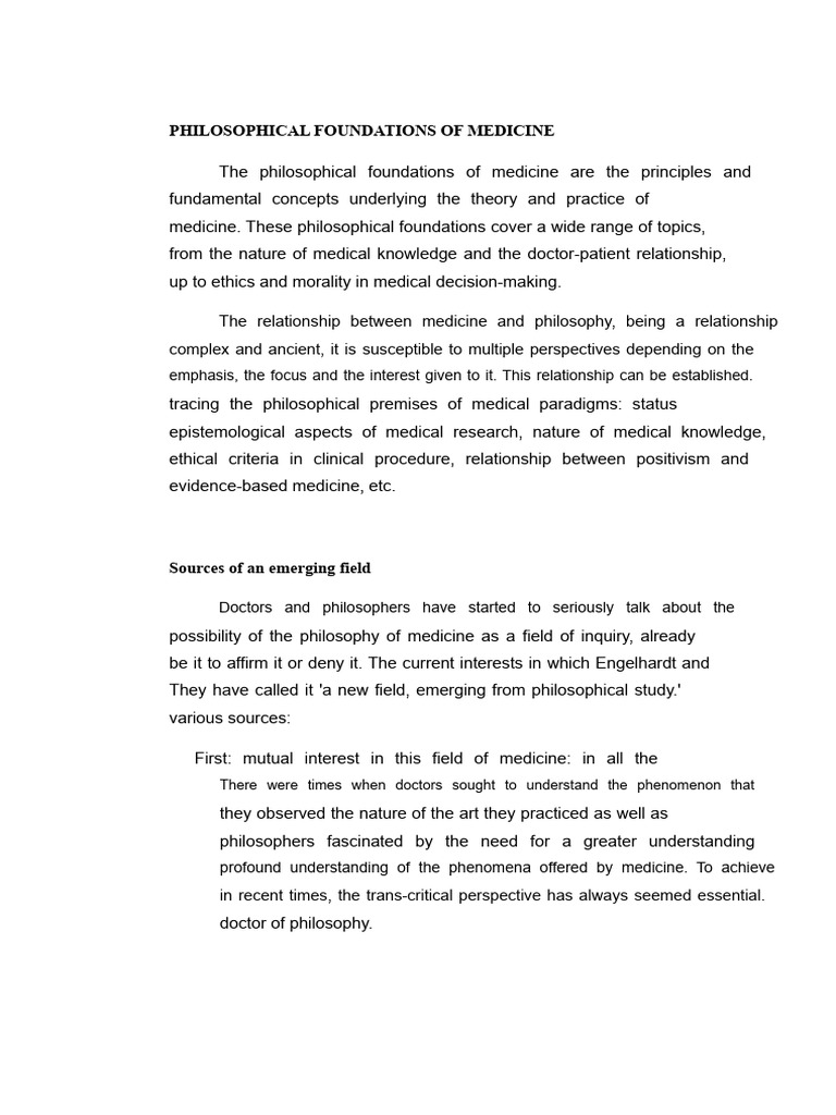 Philosophical Foundations of Medicine | PDF | Medicine | Medical Ethics