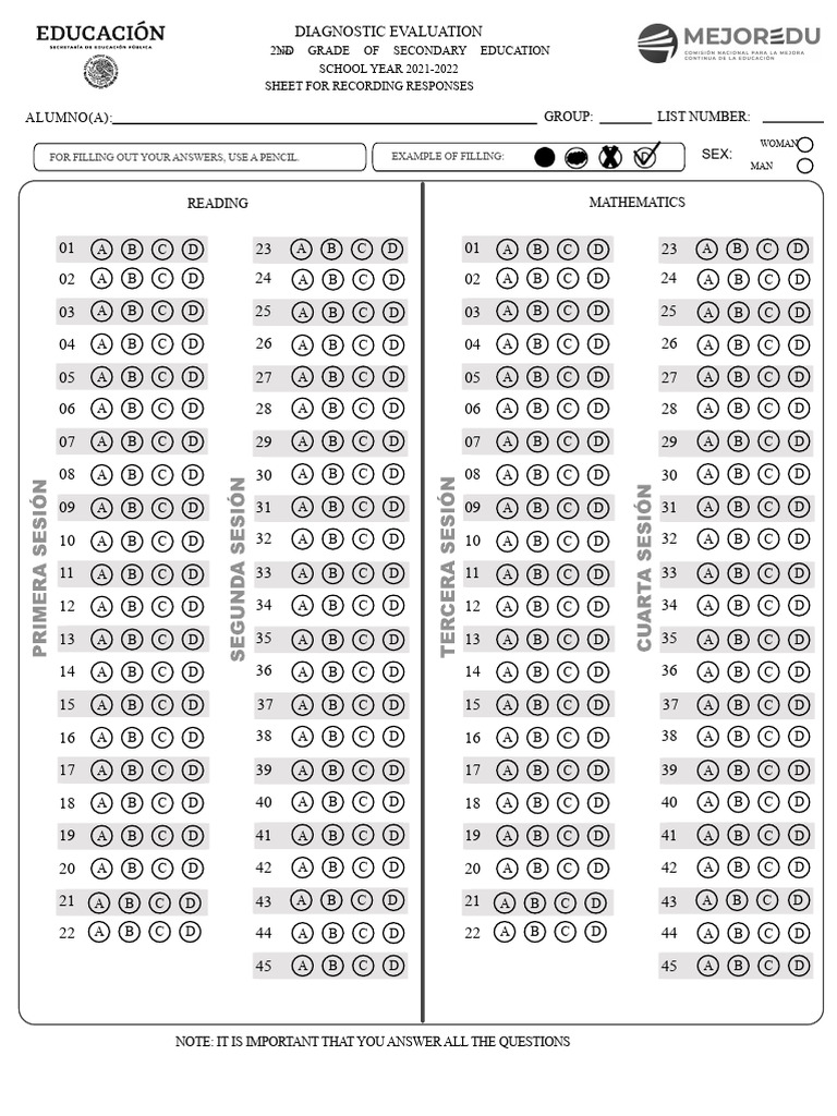 2.1 Answer Sheet - 2nd - Grade - Mathematics | PDF | Standardized Tests ...