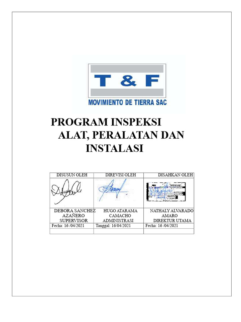 Program Inspeksi Alat dan Peralatan | PDF