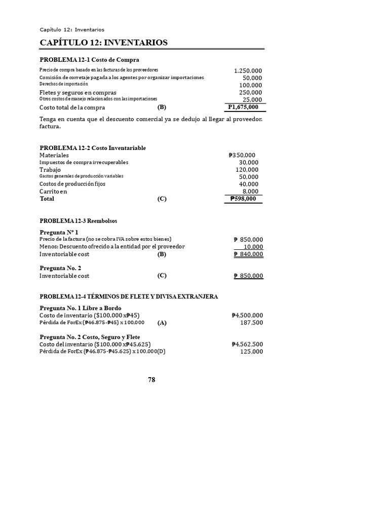 Cálculo de Costos de Inventario y Compras | PDF