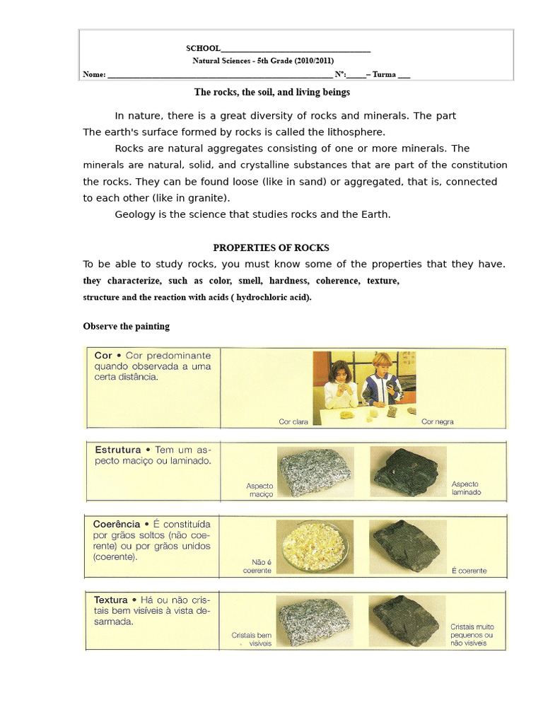 5th Grade Geology: Rock Identification Guide | PDF | Rock (Geology ...