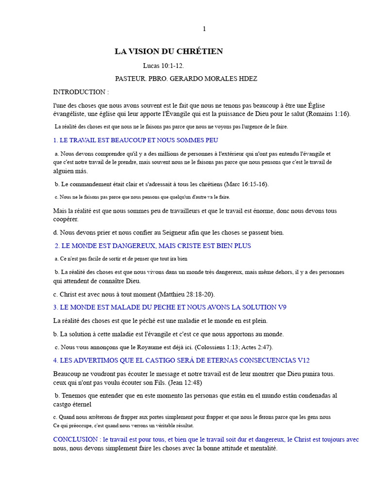 Mission et Vision de l'Église Évangélique | PDF | Église chrétienne | Dieu