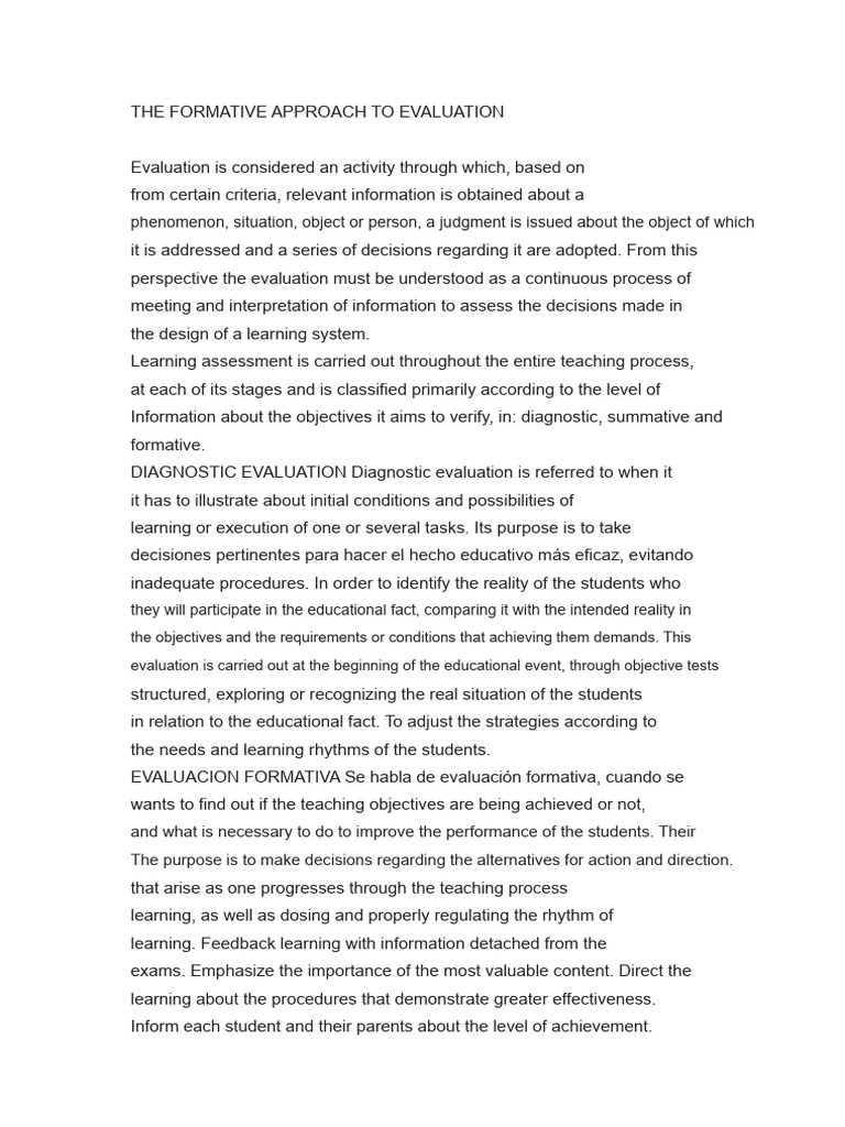 Formative Evaluation in Education | PDF | Educational Assessment ...