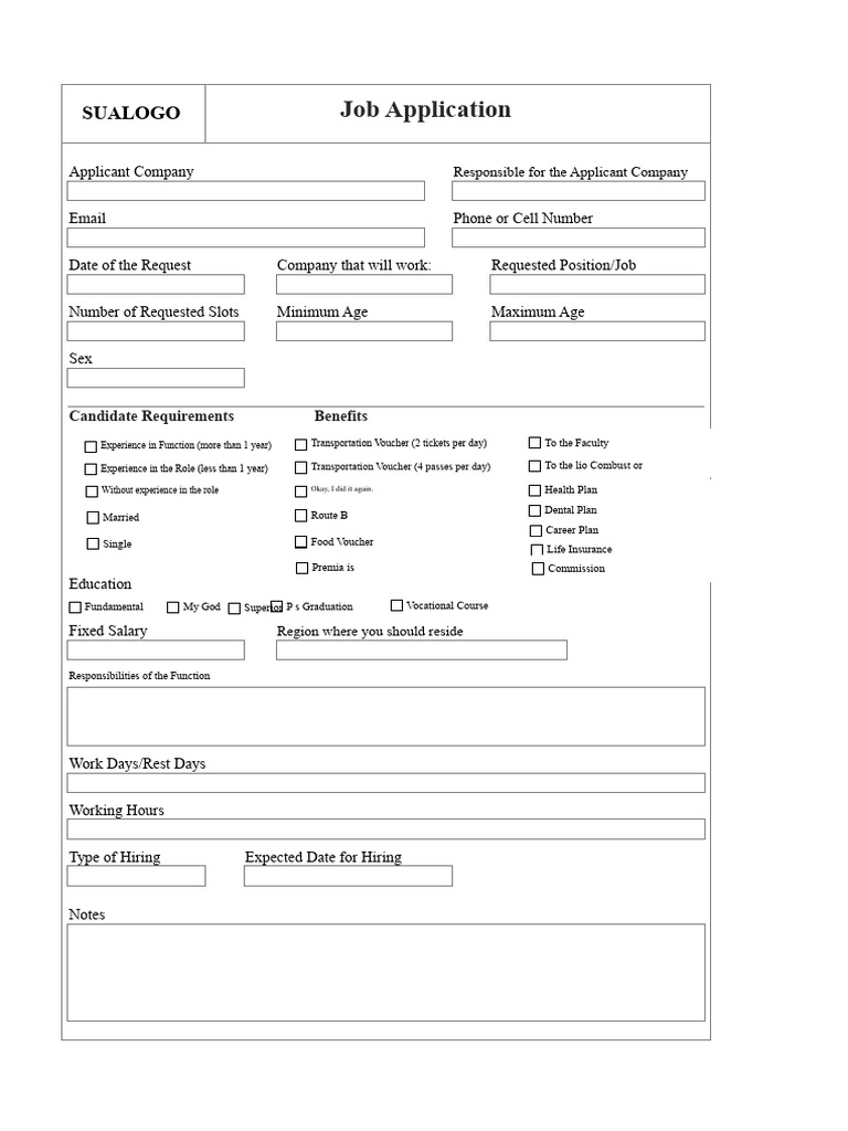 Job Application Form Template | PDF