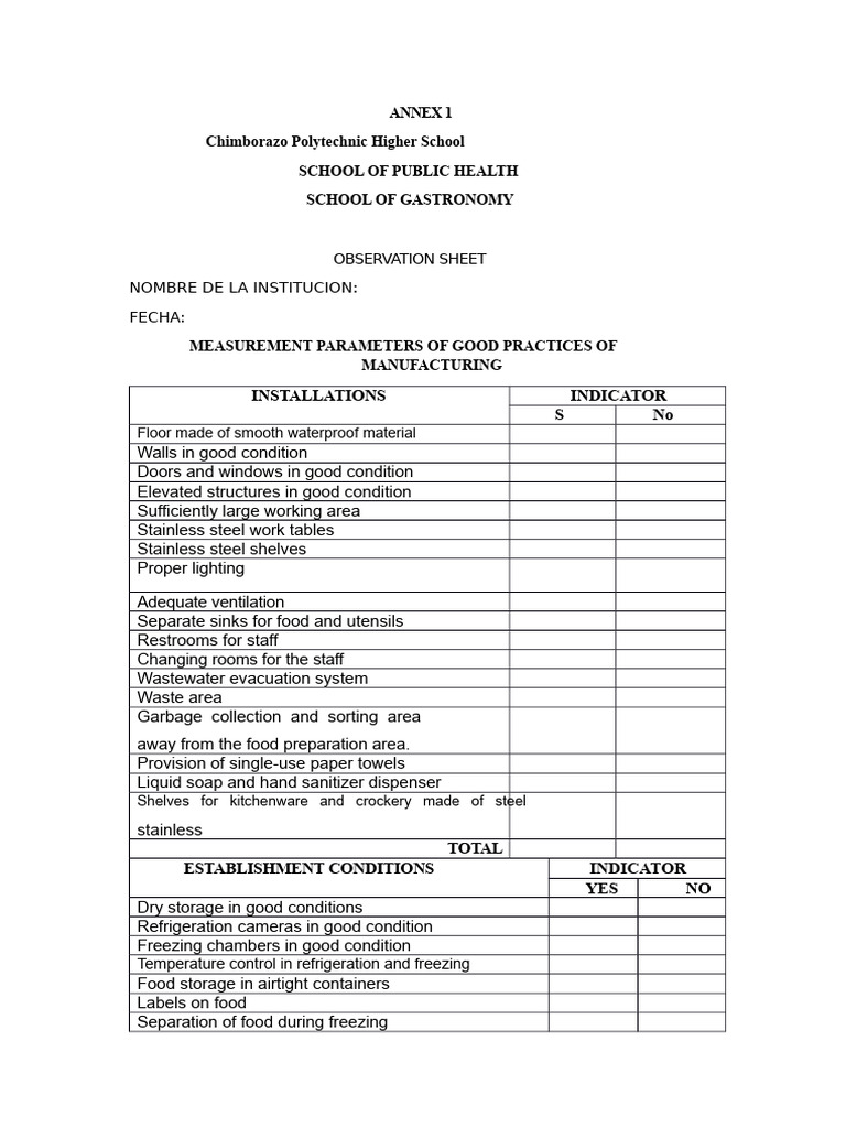Kitchen Good Practices Evaluation Sheet | PDF | Hygiene | Kitchen